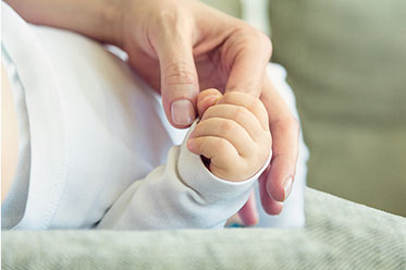 Vergrößerungsansichten für Bild: Nahaufnahme: Kinderhand hält Erwachsenenhand